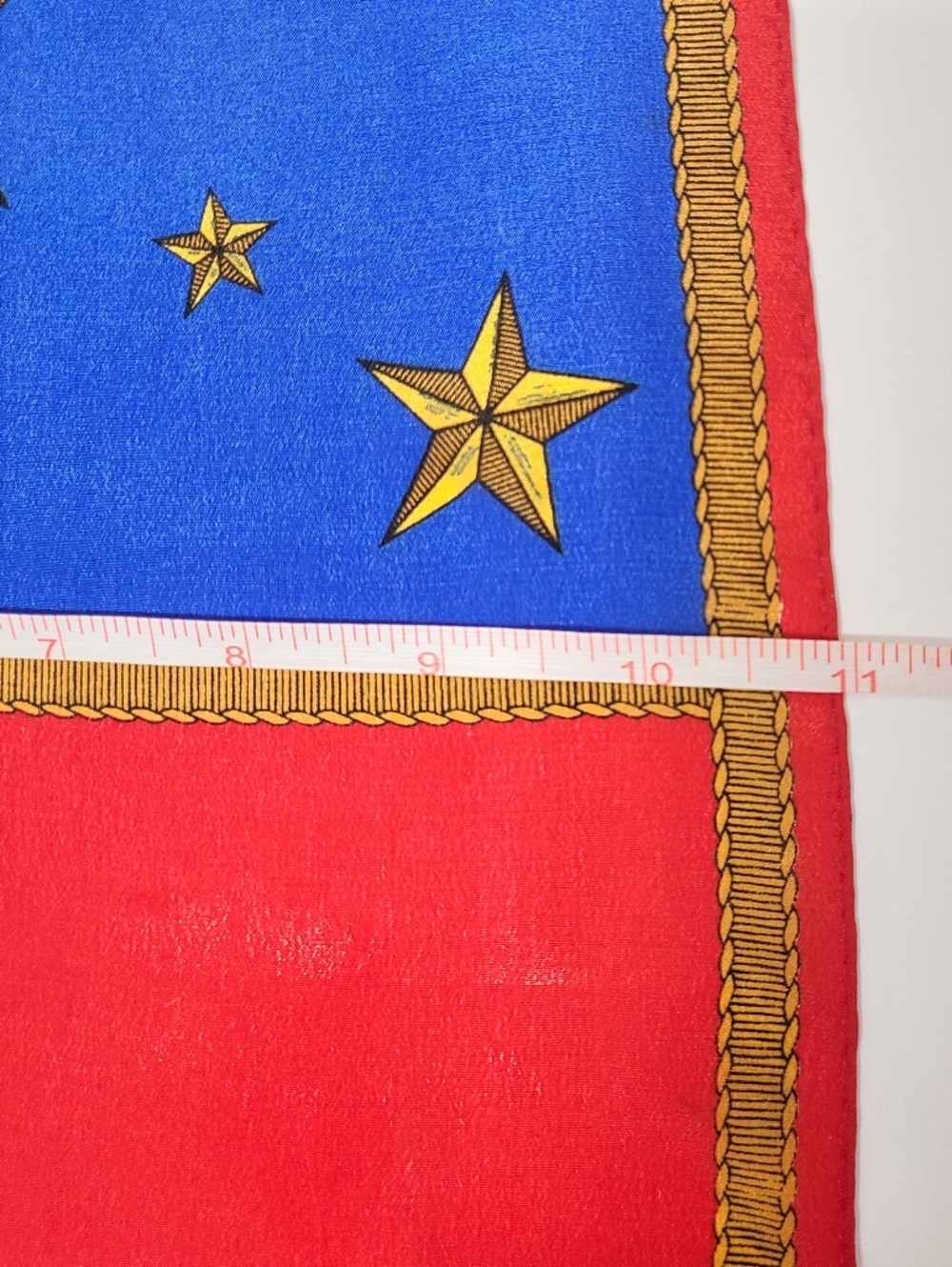 Oscar de la Renta Vintage Oblong Scarf Blue/Red/Yellow Celestial Print - Picture 9 of 10
